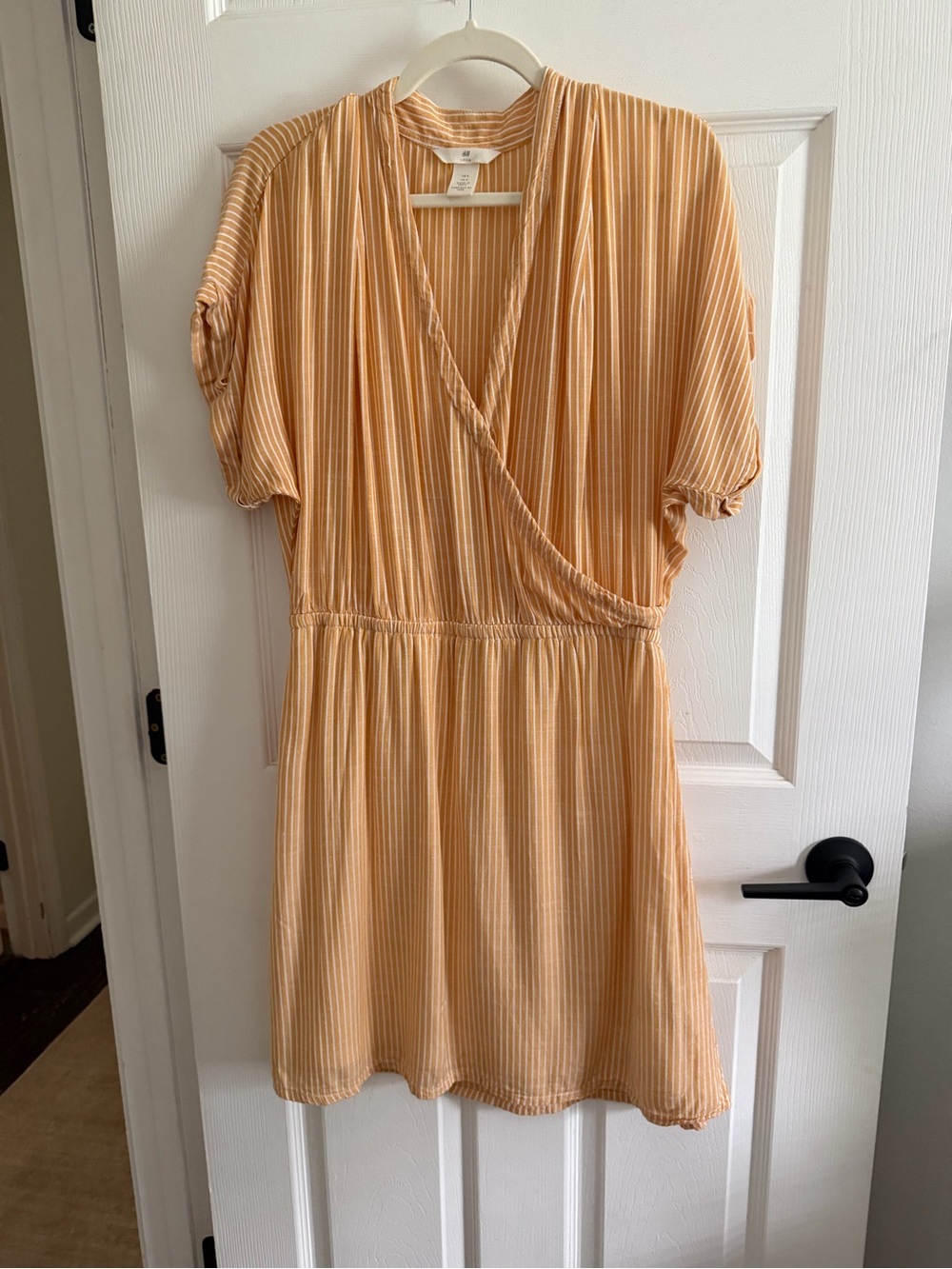 H&M Peach Striped Wrap-Style Mini Dress